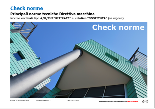 Check norme Direttiva macchine 2006/42/CE / Update 2022