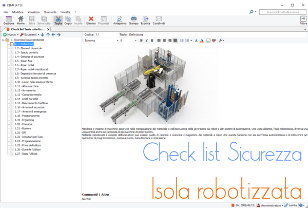 Check list Sicurezza Isole robotizzate