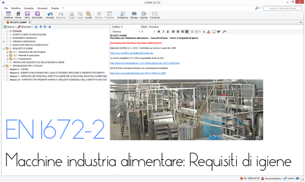 EN ISO 1672-2 Macchine industria alimentare: Requisiti di igiene - File CEM