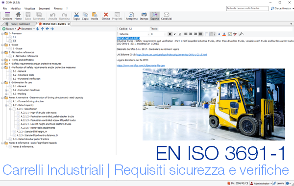 EN ISO 3691-1:2015 Carrelli Industriali | Sicurezza e verifiche | CEM