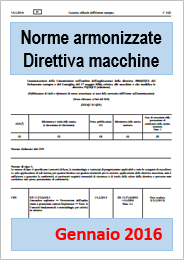 Novità elenco norme armonizzate Direttiva macchine Gennaio 2016